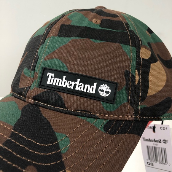 Timberland Camo Hat Cap Cotton Canvas NWT SnapBack Adjustment w Logo Camouflage - Picture 3 of 8